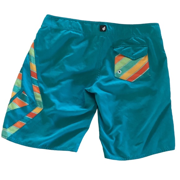 Volcom womens board shorts swim boardshorts turquoise blue Size 11 - Picture 2 of 7